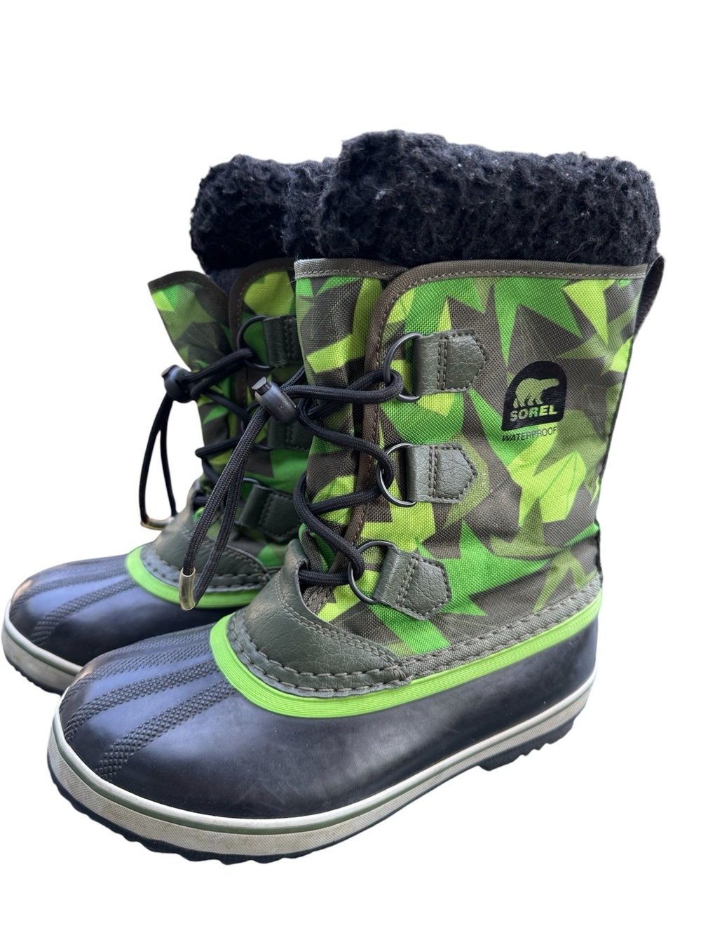 Sorel Kids Yoot PAC Green Camo Waterproof Winter Boots - 3
